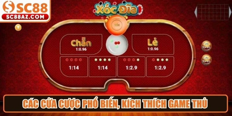 Các cửa cược phổ biến, kích thích game thủ trong xóc đĩa